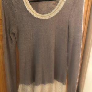 Decorative top and lace bottom blouse